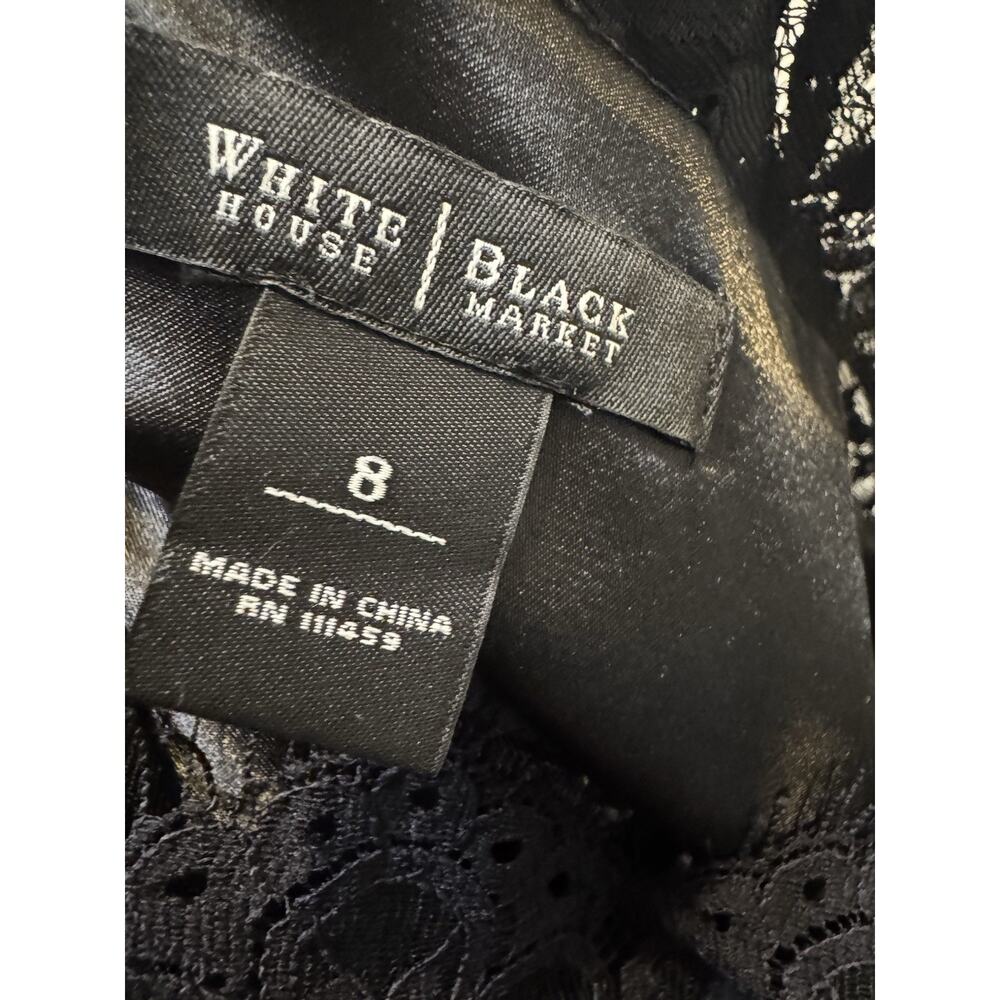 White House Black Market Black Lace Size 8 Voluminous Fit & Flare with Crinoline - Picture 6 of 12